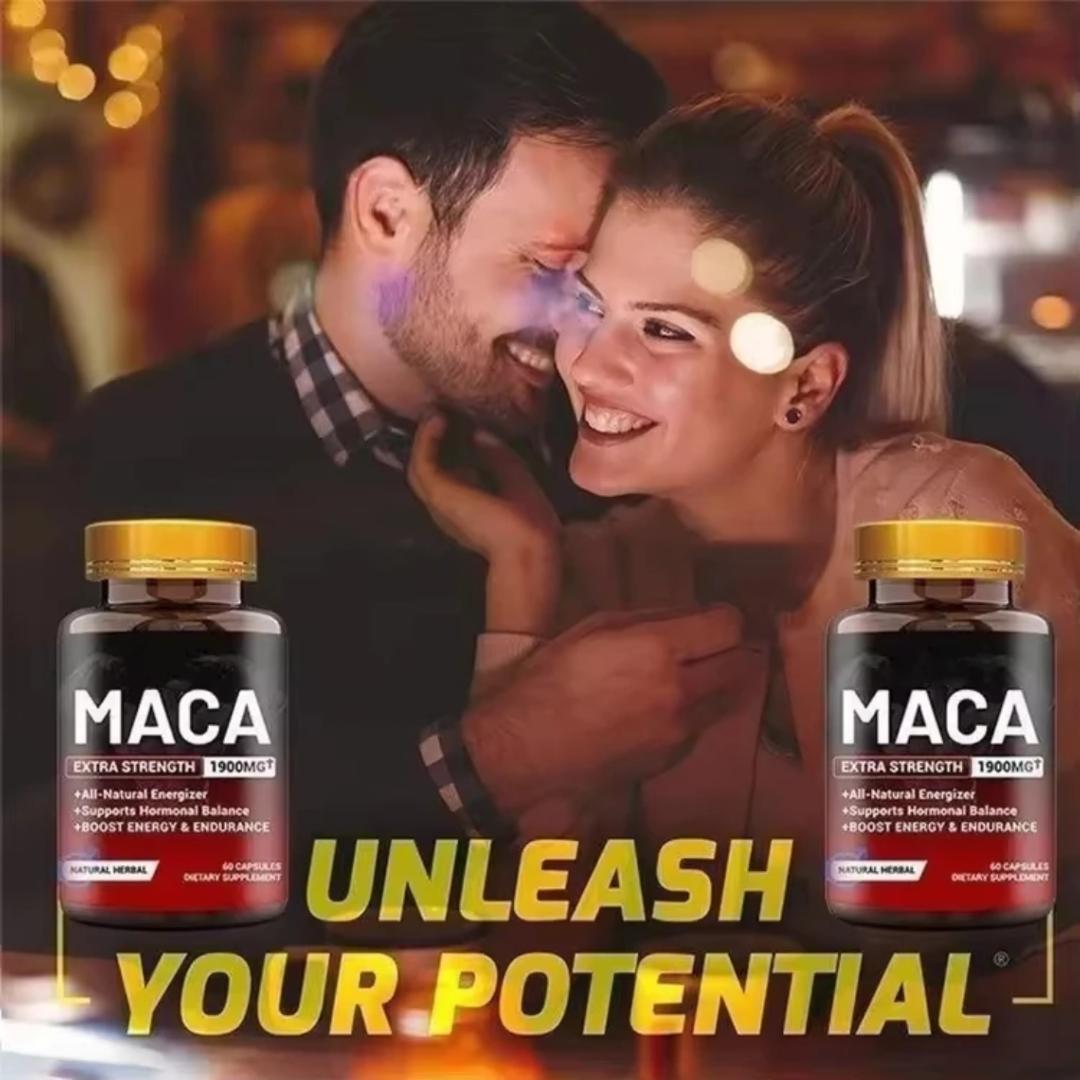 Maca Extra Strength 1900mg+ Capsules – Natural Energy, testosterone, Stamina & Libido Booster for Men & Women | Hormone Balance, Fertility & Performance Support | 100% Pure Peruvian Maca Root