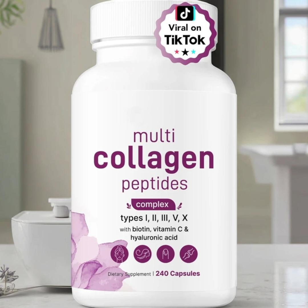 Multi Collagen Supplement - Skin Care Capsules, Firming Skin, Promoting Hair and Nail Growth, Anti-oxidant 240 capsules
