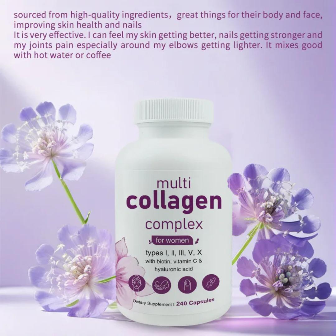 Multi Collagen Supplement - Skin Care Capsules, Firming Skin, Promoting Hair and Nail Growth, Anti-oxidant 240 capsules