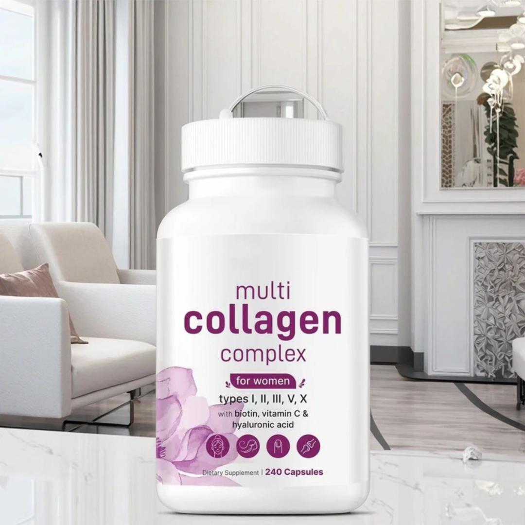 Multi Collagen Supplement - Skin Care Capsules, Firming Skin, Promoting Hair and Nail Growth, Anti-oxidant 240 capsules