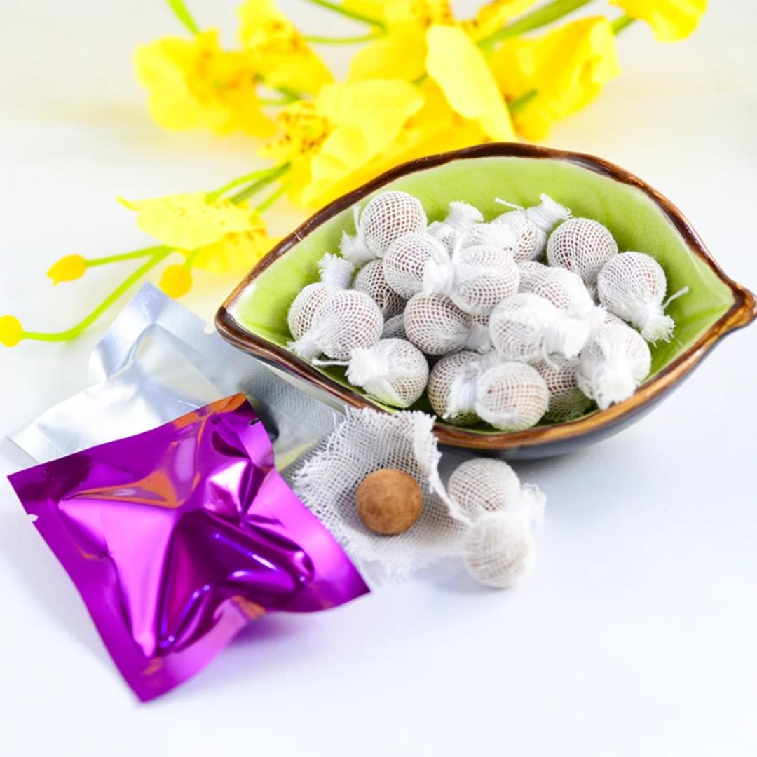 Vaginal Yoni detox pearls improve issues like Low libido, Infertilitv. Yeast infections, Vaginal dryness, looseness, odor irregular periods, PMS, period cramps, PCOS, UTI, Uterine fibroids