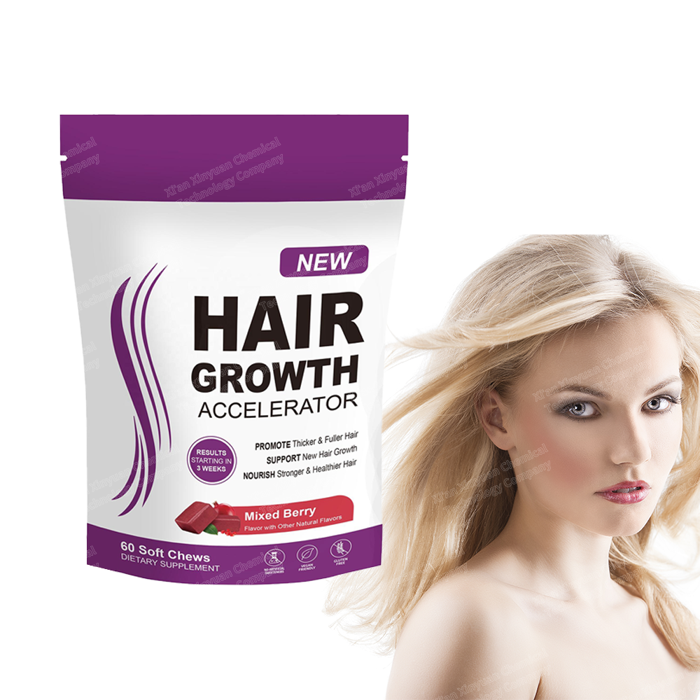 NEW Hair Growth Accelerator Soft Chews – Promote Thicker & Fuller Hair, Supports New Hair Growth, Mixed Berry, 60 Soft Chews