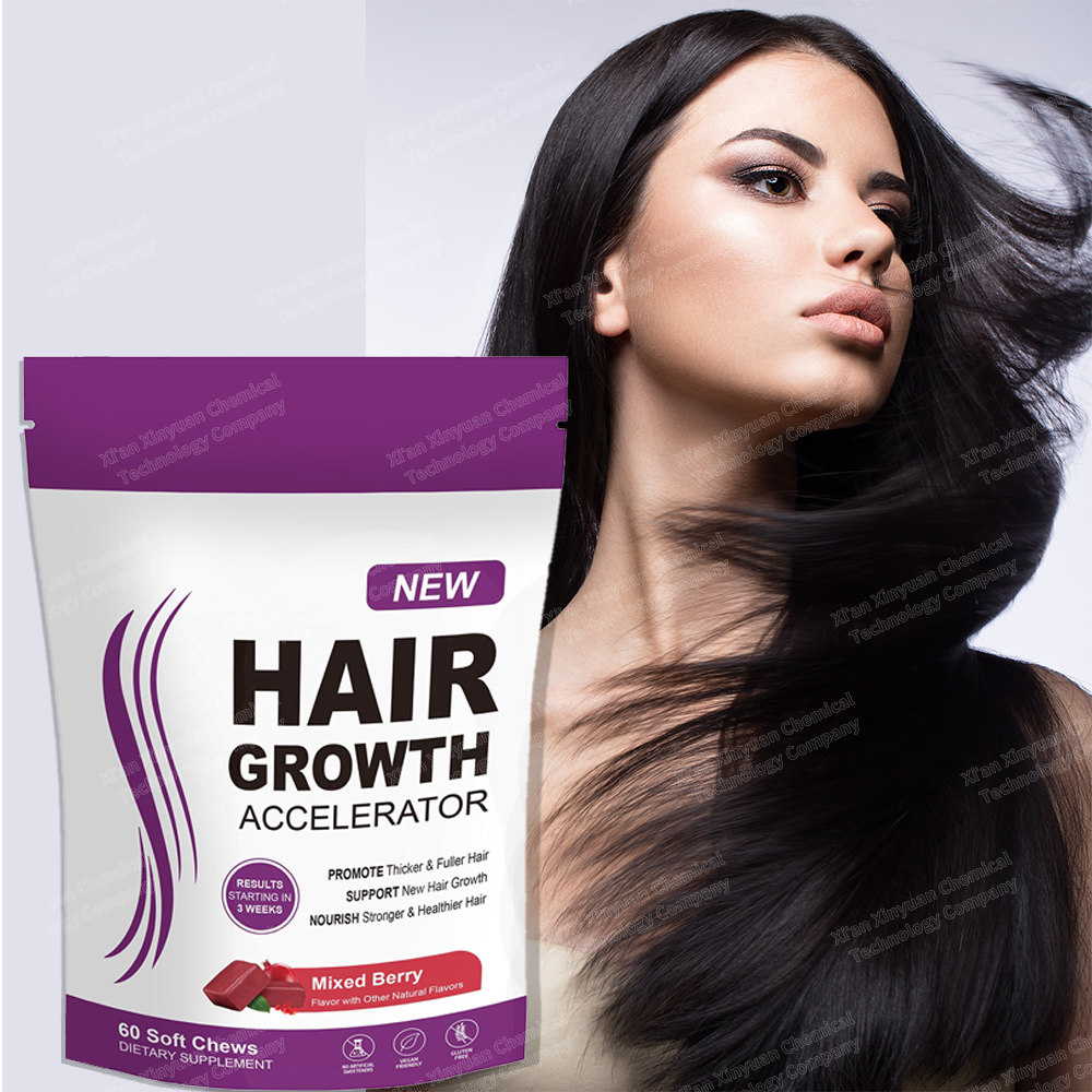 NEW Hair Growth Accelerator Soft Chews – Promote Thicker & Fuller Hair, Supports New Hair Growth, Mixed Berry, 60 Soft Chews