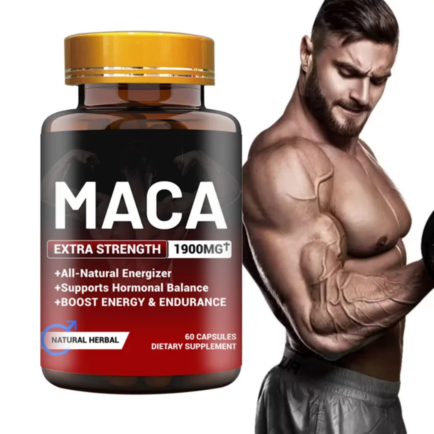 1900mg Maca Root Powder Extract Capsules for Energy, hormones balance, Immunity & Libido Support 60 Capsules