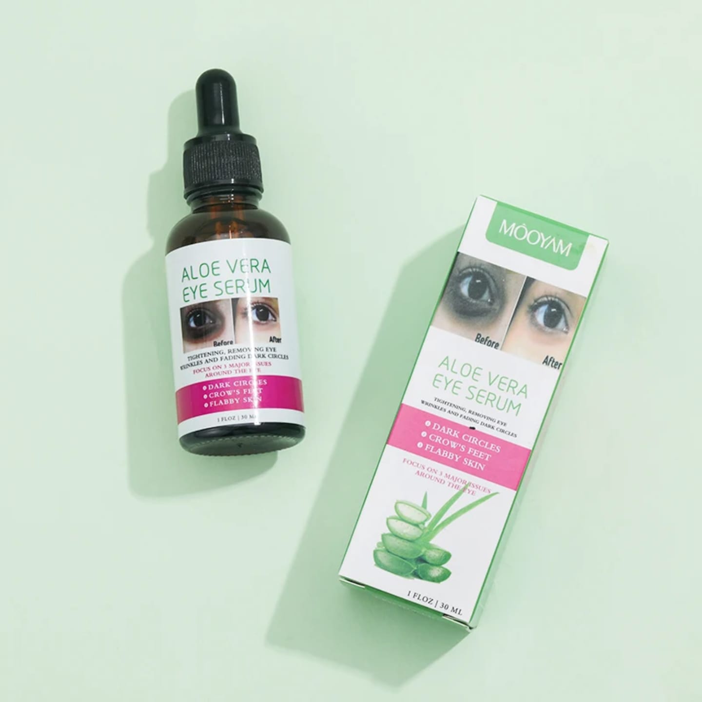 Mooyam Aloe Vera Dark Circle Removal Serum – Reduces Eye Bags & Puffiness, Brightens Under Eyes, Fades Wrinkles & Fine Lines, Soothes Tired Skin, Hydrates, and Restores Firm, Youthful Eye Area