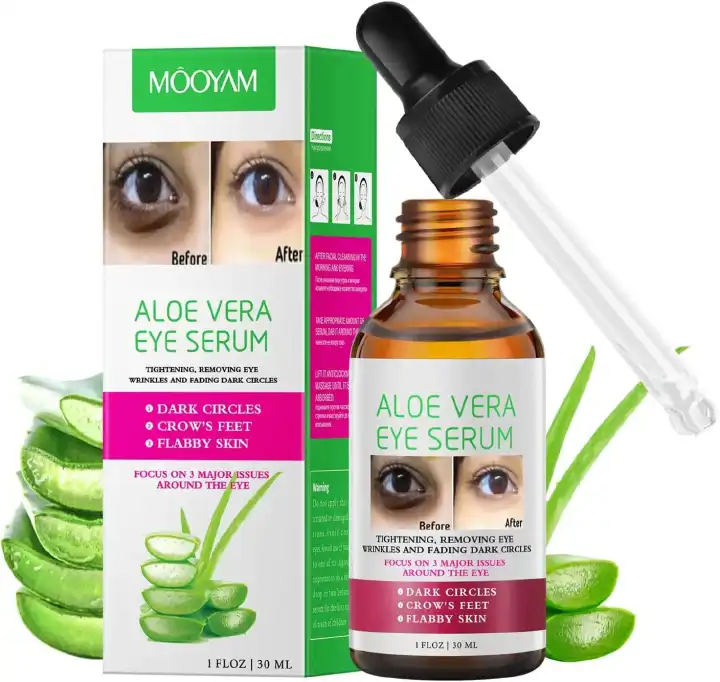 Mooyam Aloe Vera Dark Circle Removal Serum – Reduces Eye Bags & Puffiness, Brightens Under Eyes, Fades Wrinkles & Fine Lines, Soothes Tired Skin, Hydrates, and Restores Firm, Youthful Eye Area