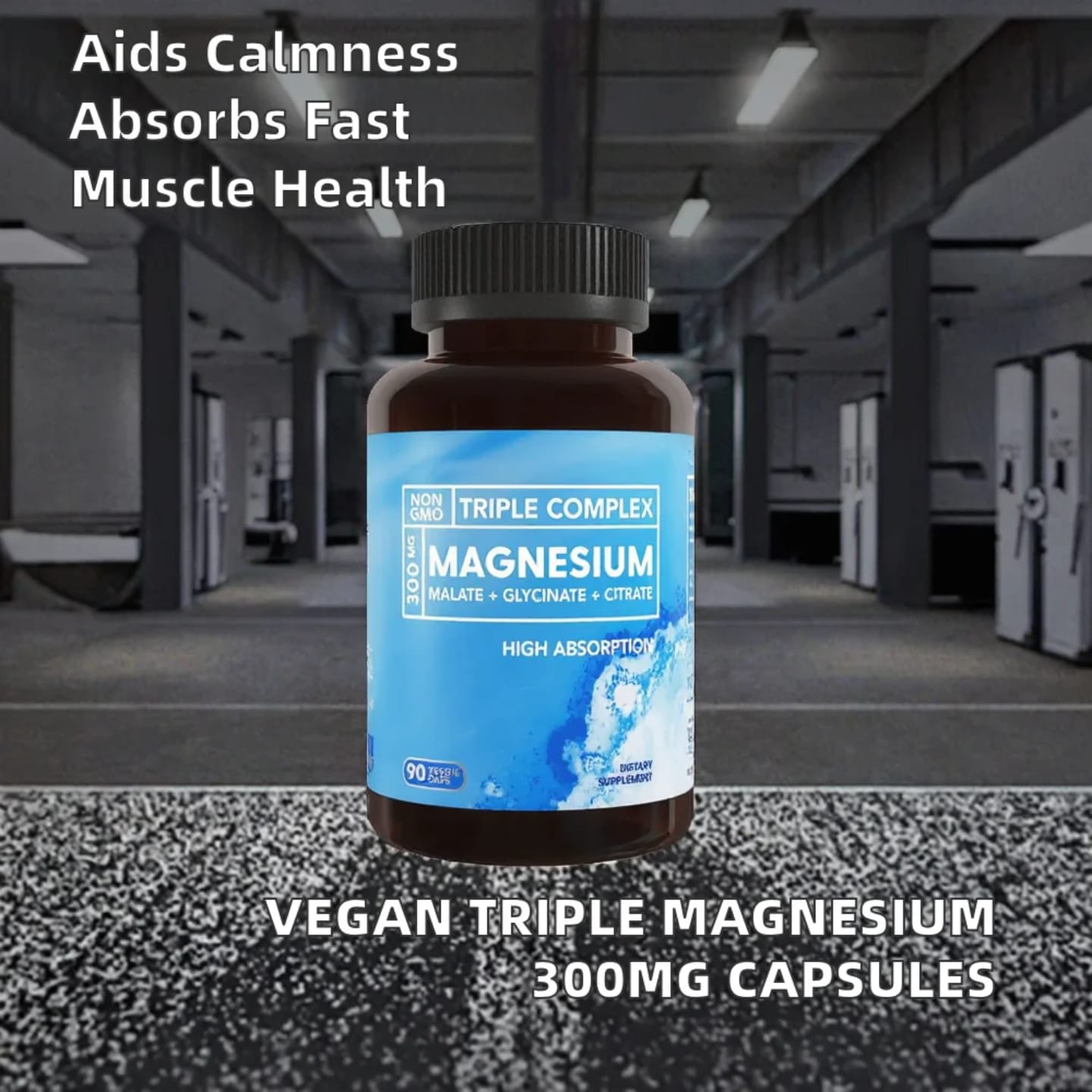 Triple Complex Magnesium 300mg (Citrate, Malate & Glycinate) – Supports Muscle Relaxation & Recovery, Reduces Fatigue & Cramps, Promotes Better Sleep, Enhances Nerve & Heart Health & bone strength