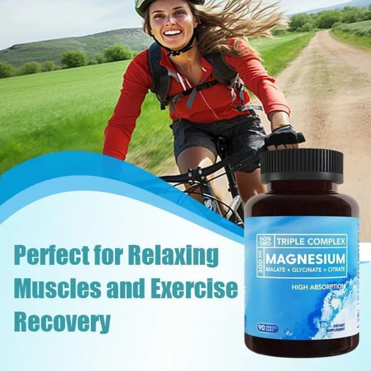 Triple Complex Magnesium 300mg (Citrate, Malate & Glycinate) – Supports Muscle Relaxation & Recovery, Reduces Fatigue & Cramps, Promotes Better Sleep, Enhances Nerve & Heart Health & bone strength
