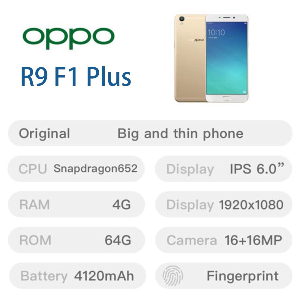 Refurbished OPPO R9S (F1s, F1, f1plus) - 5.5'', 64GB + 4GB, 3350mAh 16mp + 16mp, 4G dual sim Original OLED smart phones