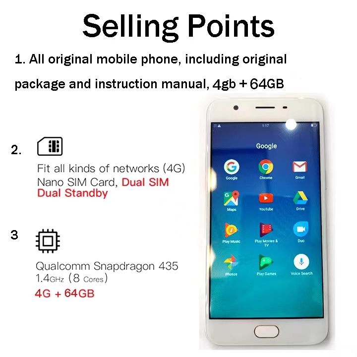 Refurbished OPPO R9S (F1s, F1, f1plus) - 5.5'', 64GB + 4GB, 3350mAh 16mp + 16mp, 4G dual sim Original OLED smart phones