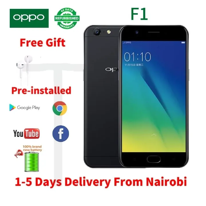 Refurbished phones OPPO A57 F1 100% original Dual Sim Card 5.2" screen, 3GB ram +32GB rom Google support, UMTS & LTE 4G, 16mp + 13mp cameras, 2900 mAh battery