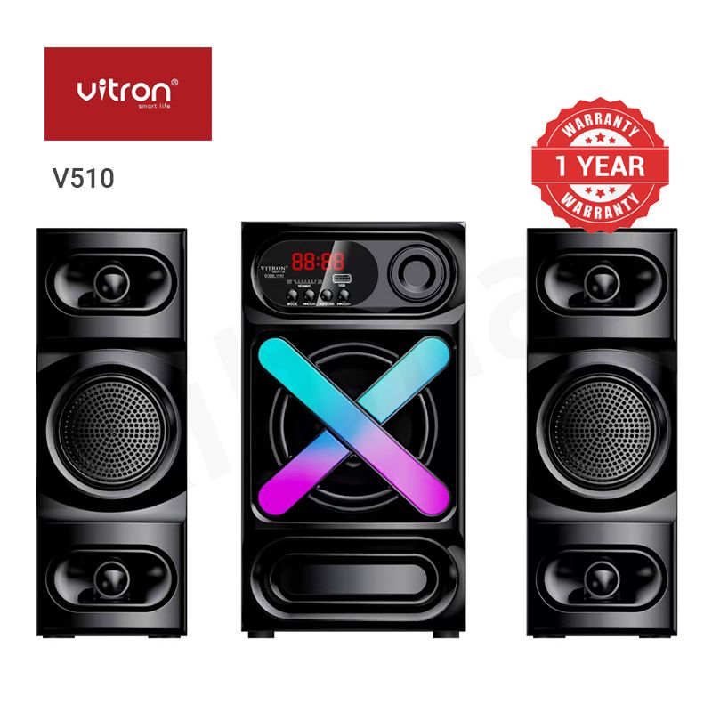 Vitron 2.1CH Speaker System Multifunctional Woofer V510 Subwoofer with USB SD FM Bluetooth LED Display Remote Control AC/DC 8000W