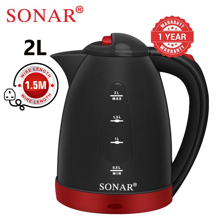 Sonar 2L 1500W Electric Kettle Energy Efficiently Heater Jug Cordless Electric Kettle 1.5M Power Cord SR-P2