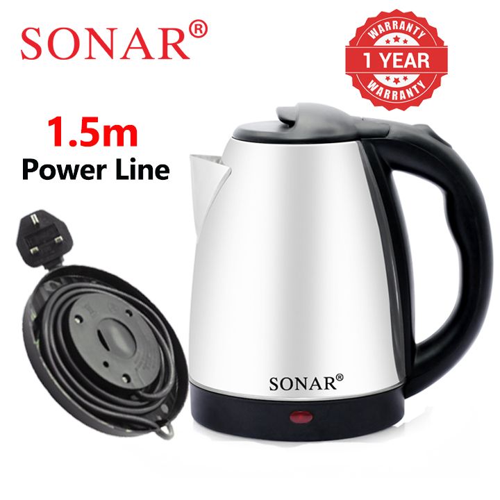 Sonar 1.8L 1.5M Power Cord 1500W Energy Efficient Electric Water Kettle Heater Jug Cordless Electric Kettle stainless steel X1