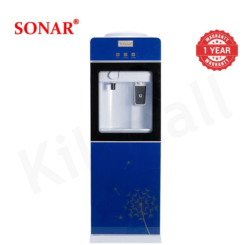 【New Arrival】Sonar Top Loading Hot & Cold & Normal Water Dispenser Freestanding Water Cooler with Push & Knobs Cup Taps Glass Body Design Water Machine Perfect for Home and Office SR-G5C