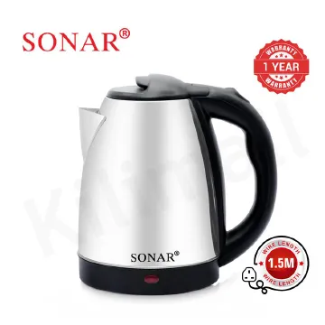 【Special Offer】Sonar 1.8L 1.5M Power Cord 1500W Stainless Steel Electric Kettle Energy Efficient Heater Jug Cordless Electric Kettle SR-X1 Silver,1.8L