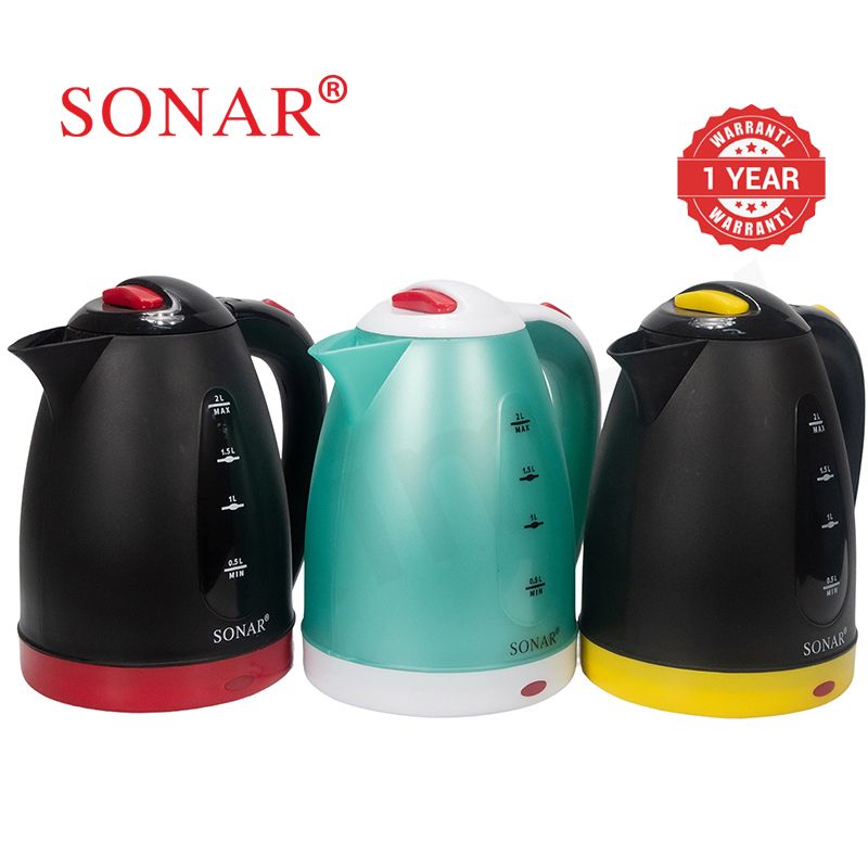 【Limited Offer】Sonar 2L 1500W Electric Kettle Energy Efficiently Heater Jug Cordless Electric Kettle 1.5M Power Cord SR-P2