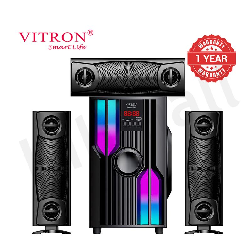 Vitron 3.1CH V646 X-Bass Home Theatre System AC/DC Bluetooth Woofer Speaker System Subwoofer Home Audilo System USB SD MP3 FM Radio 10000W