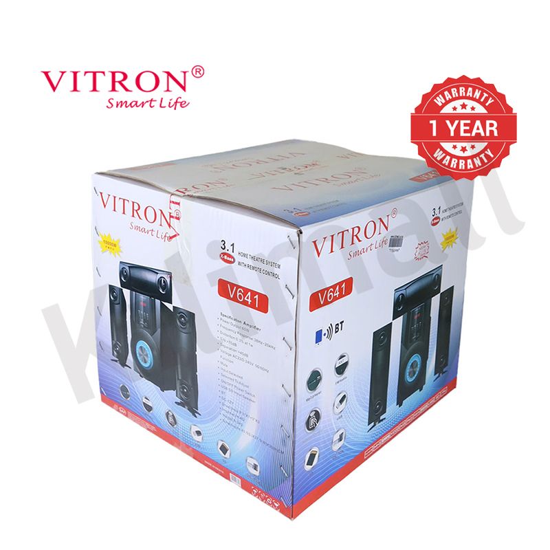 Vitron 3.1CH V641 X-Bass Home Theatre System with Remote Control BT Speaker System AC/DC Subwoofer Home Audilo System USB SD MP3 FM Radio 10000W