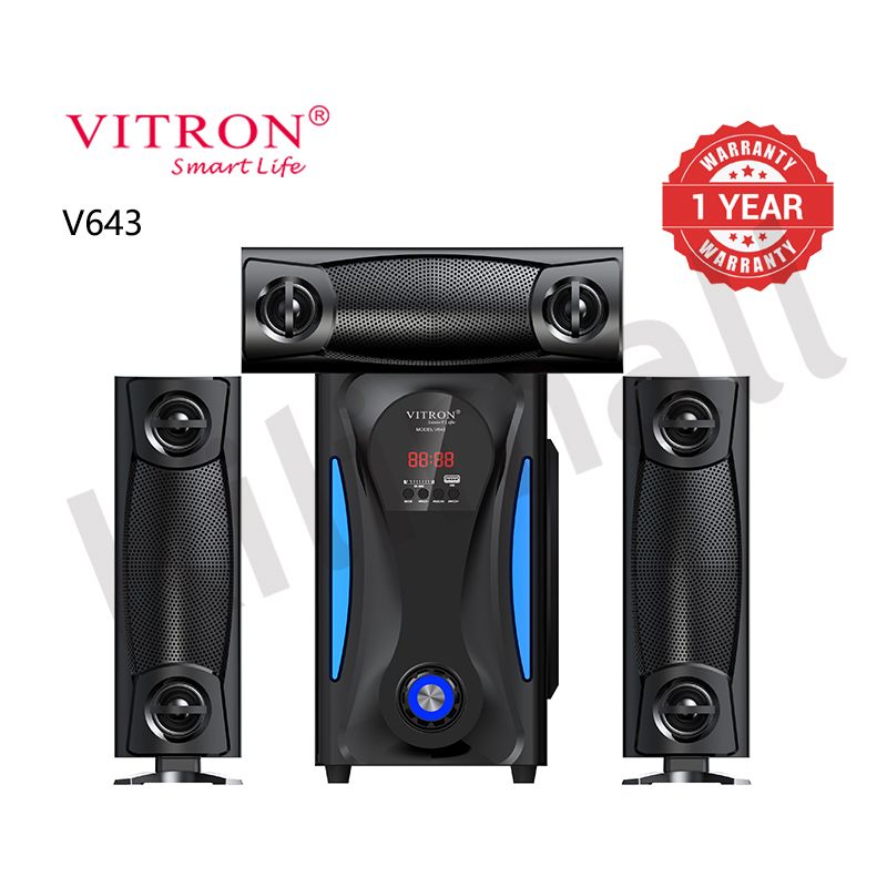 Vitron 3.1CH X-Bass Home Theatre System with Remote Control V643 Bluetooth Woofer Speaker System Subwoofer Home Audilo System USB SD MP3 FM Radio 10000W