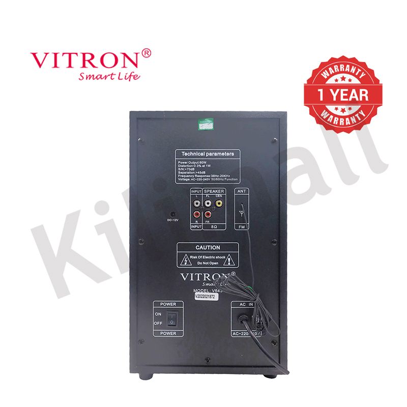 Vitron 3.1CH X-Bass Home Theatre System with Remote Control V643 Bluetooth Woofer Speaker System Subwoofer Home Audilo System USB SD MP3 FM Radio 10000W