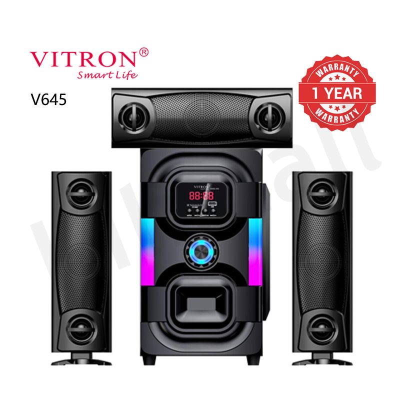 Vitron 3.1CH V645 X-Bass Home Theatre System AC/DC Bluetooth Woofer Speaker System Subwoofer Home Audilo System USB SD MP3 FM Radio 10000W