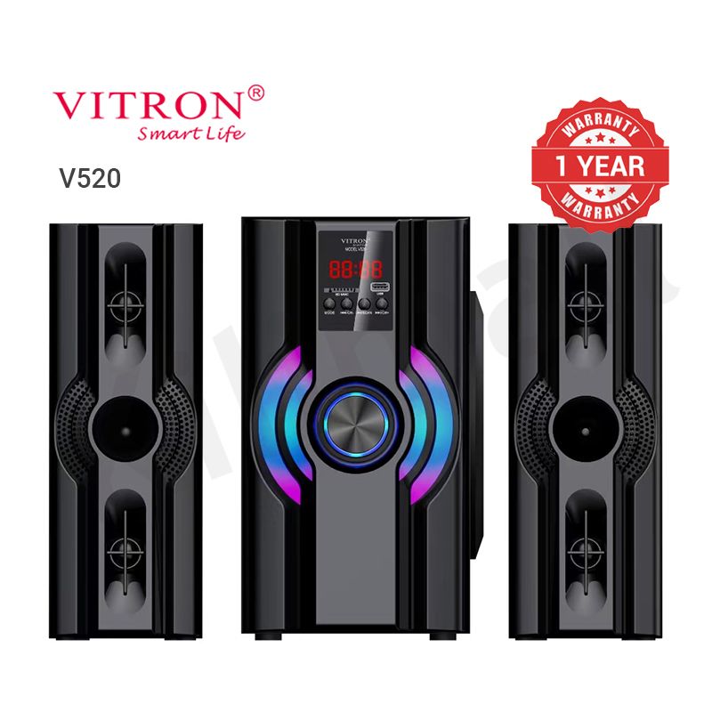【Clearance Sale】Vitron 2.1CH Speaker System Multifunctional Woofer V520 Subwoofer with USB SD FM Bluetooth LED Display Remote Control AC/DC 8000W