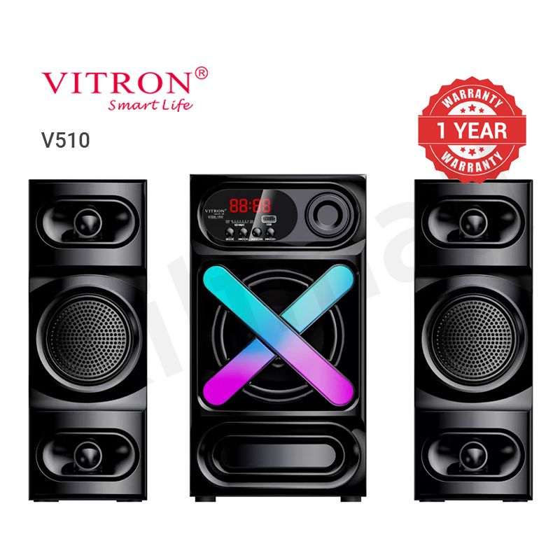 Vitron 2.1CH Speaker System Multifunctional Woofer V510 Subwoofer with USB SD FM Bluetooth LED Display Remote Control AC/DC 8000W