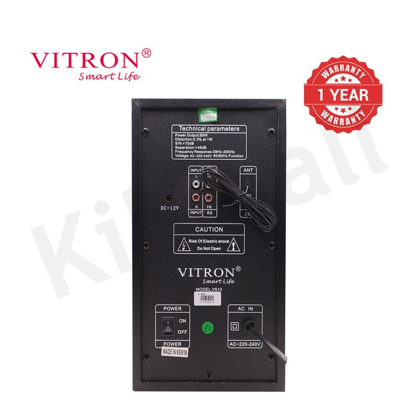 Vitron 2.1CH Speaker System Multifunctional Woofer V510 Subwoofer with USB SD FM Bluetooth LED Display Remote Control AC/DC 8000W
