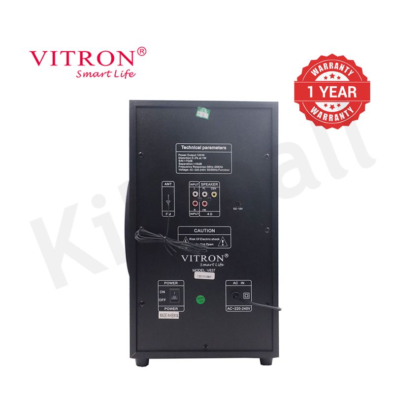 Vitron 3.1CH X-Bass HIFI Woofer Multimedia Speaker System AC/DC Subwoofer Bluetooth Home Theatre System with Remote Control 10000W MP3 Player FM USB SD V837