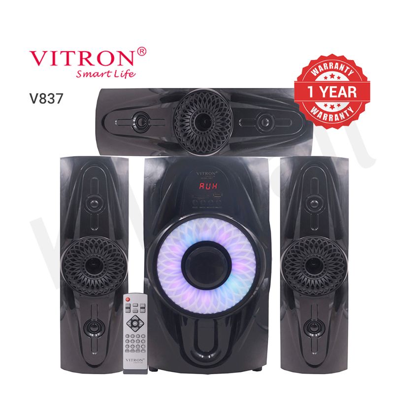 Vitron 3.1CH X-Bass HIFI Woofer Multimedia Speaker System AC/DC Subwoofer Bluetooth Home Theatre System with Remote Control 10000W MP3 Player FM USB SD V837