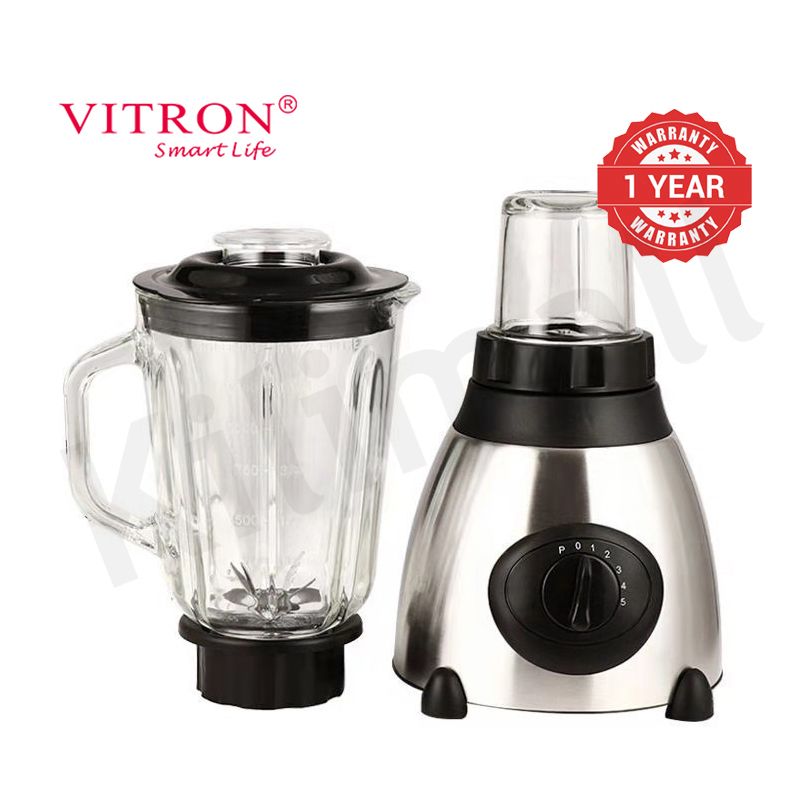 Vitron 1.5L Multifunctional 2 In 1 Blender VB-Y66 Powerful 4 Speed Motor Countertop Blender with Grinding Machine and Coffee Mill Fruit Juicer with 5 Cupjar and Super Sharp Stainless Steel Blades