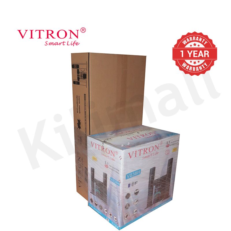 Vitron 3.1CH X-Bass Speaker System AC/DC Subwoofer Bluetooth Woofer Home Theatre System with Remote Control 10000W MP3 Player FM USB SD V838H [3 Speakers in Total]