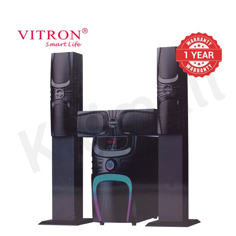 Vitron 3.1CH X-Bass Speaker System AC/DC Subwoofer Bluetooth Woofer Home Theatre System with Remote Control 10000W MP3 Player FM USB SD V838H [3 Speakers in Total]