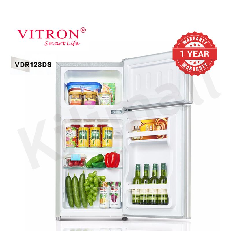 Vitron 125L Double Doors Refrigerator VDR128DS Enerygy Saving Fridge and Freezer with 2L Bottle Rack