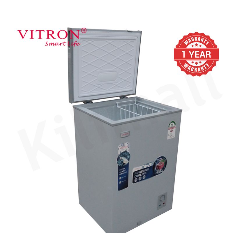 Vitron 97L Chest Freezer VDF99SG Single Flip-Up Lid Defrost Drain Freezer Energy Saving Freezer Refrigerator Fast Cooling