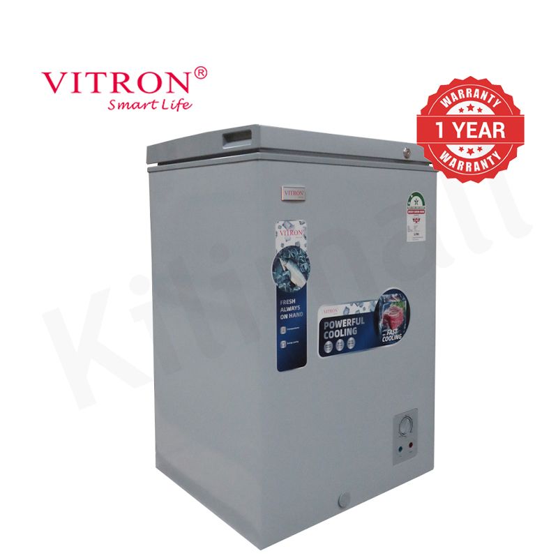 Vitron 97L Chest Freezer VDF99SG Single Flip-Up Lid Defrost Drain Freezer Energy Saving Freezer Refrigerator Fast Cooling