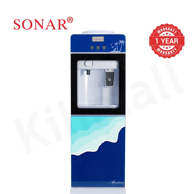 【New Arrival】Sonar Top Loading Hot & Cold & Normal Water Dispenser Freestanding Water Cooler with Push & Knobs Cup Taps Glass Body Design Water Machine Perfect for Home and Office SR-G5C