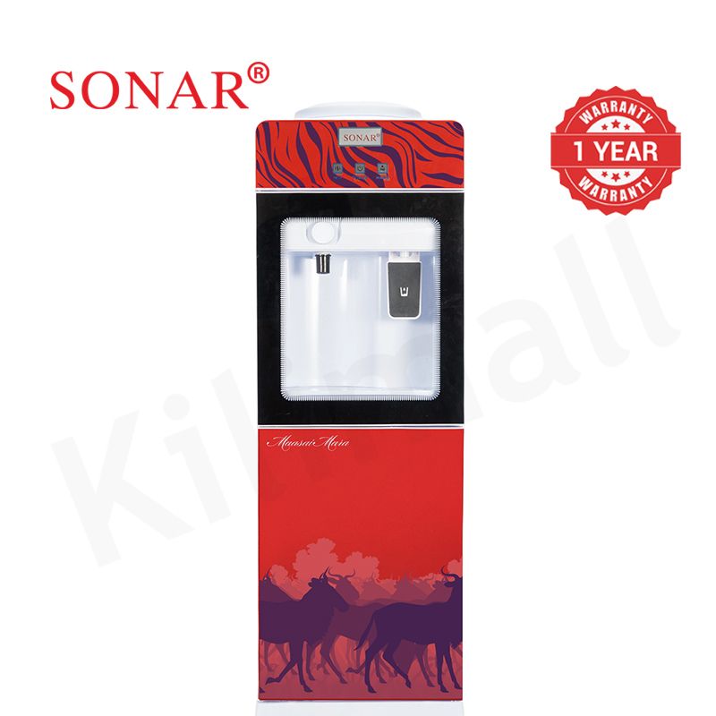 【New Arrival】Sonar Top Loading Hot & Cold & Normal Water Dispenser Freestanding Water Cooler with Push & Knobs Cup Taps Glass Body Design Water Machine Perfect for Home and Office SR-G5C