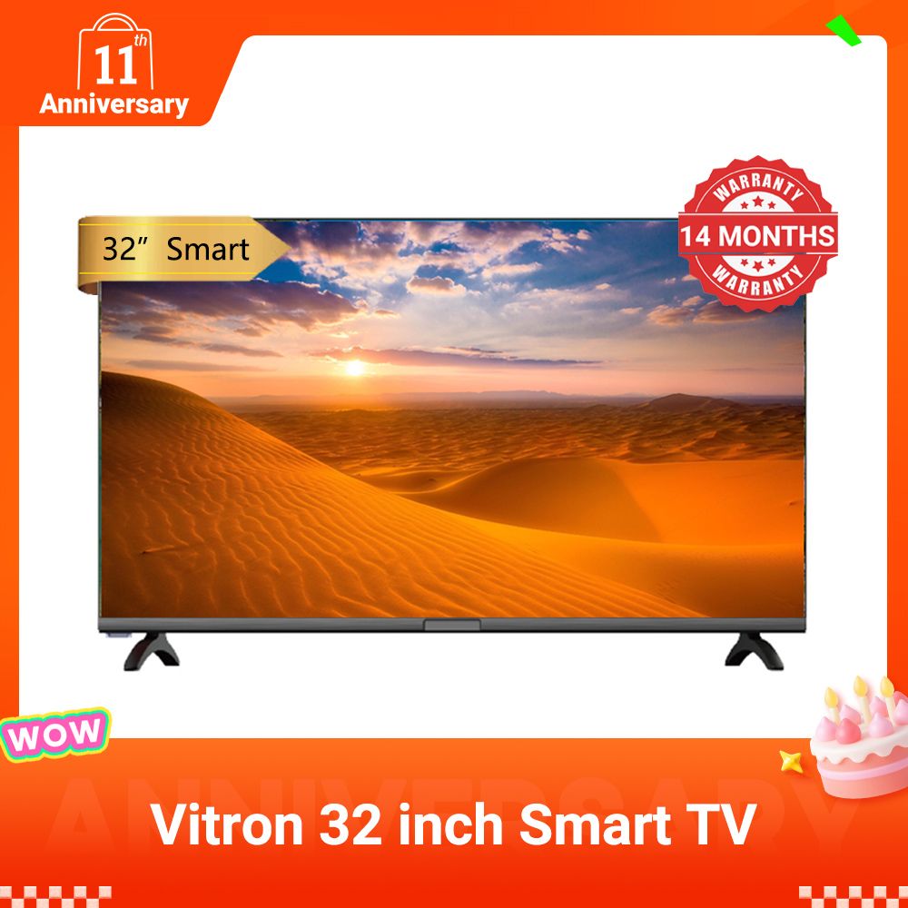 Vitron 32 Inch Frameless Smart TV HD Netflix Bluetooth TV HTC3200S Youtube Television DVB-T2 Android 11 AC Energy Saving Television 1G+8G