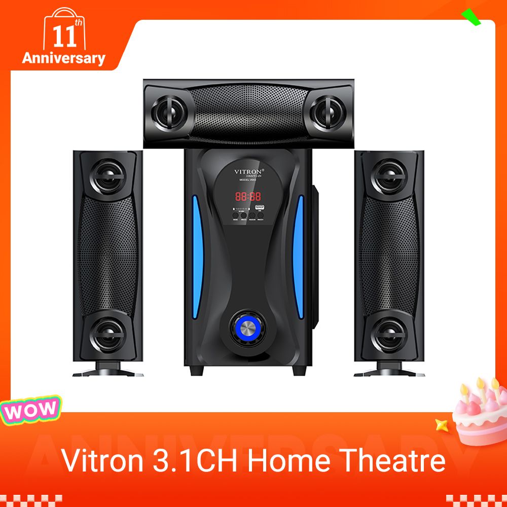 Vitron 3.1CH X-Bass Home Theatre System with Remote Control V643 Bluetooth Woofer Speaker System Subwoofer Home Audilo System USB SD MP3 FM Radio 10000W