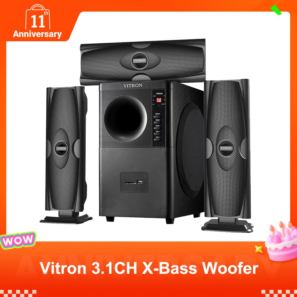 Vitron 3.1CH Multimedia X-Bass Speaker System Home Theatre System AC/DC Subwoofer Bluetooth Woofer USB/SD/FM Home Audio System with Remote Control V635