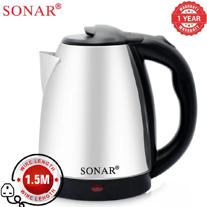 Sonar 1.5M Power Cord 1500W Stainless Steel Electric Kettle Energy Efficient Heater Jug Cordless Electric Kettle SR-X1