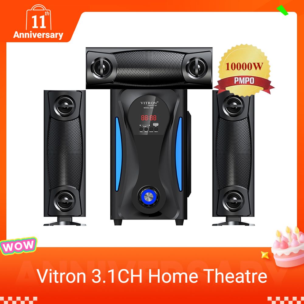 Vitron 3.1CH X-Bass Home Theatre System with Remote Control V643 Bluetooth Woofer Speaker System Subwoofer Home Audilo System USB SD MP3 FM Radio 10000W