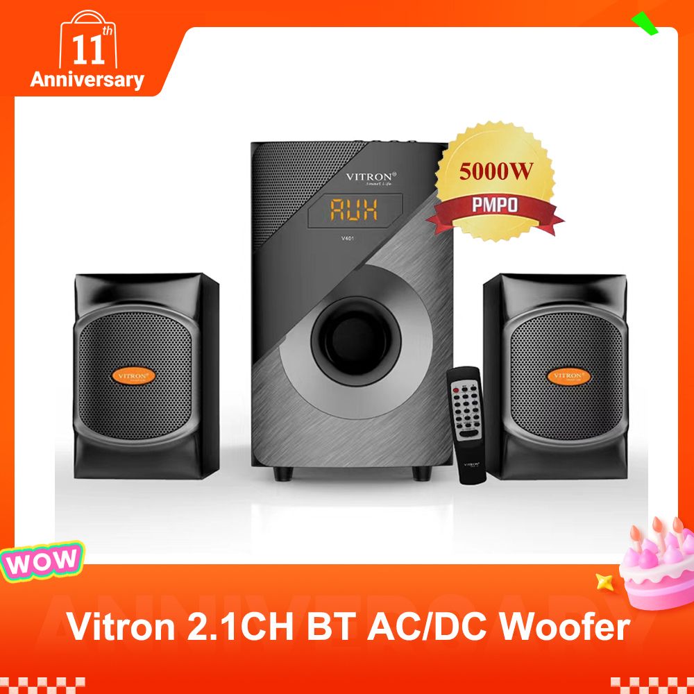 Vitron 2.1CH Multimedia Bluetooth Woofer Home Audio System Speaker System AC/DC Subwoofer 5000W with Remote Control V401