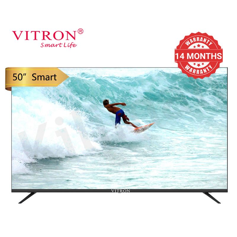 Vitron 50 Inch Frameless Television HTC 5068US Ultra HD Android Smart TV with Bluetooth Netflix Youtube 1.5G+8G USB/SD WIFI Television Multifuctional TV