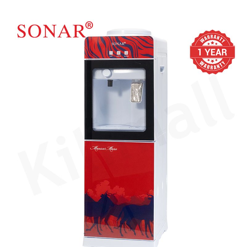 【Exclusive Offer】Sonar Top Loading Hot&Cold&Warm Water Dispenser Freestanding Water Cooler with Push & Knobs Cup Taps Glass Body Design Water Machine Perfect for Home and Office SR-G5C (New Version)