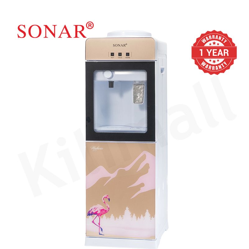 【Exclusive Offer】Sonar Top Loading Hot&Cold&Warm Water Dispenser Freestanding Water Cooler with Push & Knobs Cup Taps Glass Body Design Water Machine Perfect for Home and Office SR-G5C (New Version)