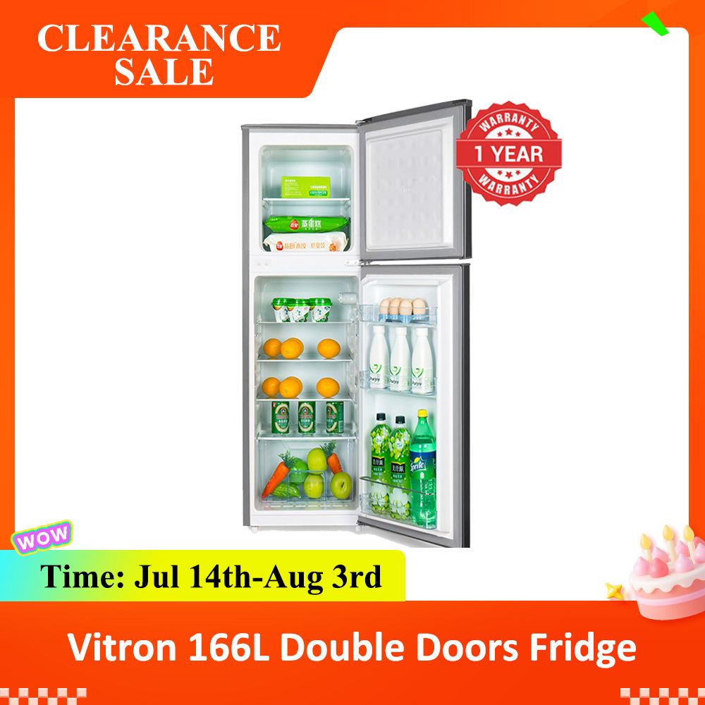 【Clearance Sale】Vitron 166L Double Doors Fridge VDR170DS Energy Saving Freezer Household Applicances Refrigerator with LED Light