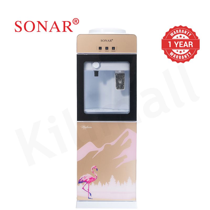【Exclusive Offer】Sonar Top Loading Hot&Cold&Warm Water Dispenser Freestanding Water Cooler with Push & Knobs Cup Taps Glass Body Design Water Machine Perfect for Home and Office SR-G5C (New Version)